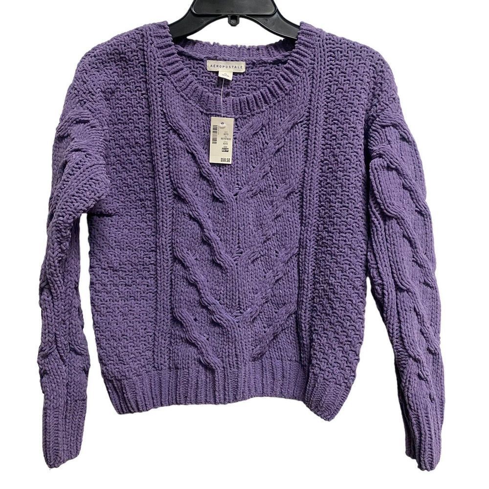 Aeropostale Women's XS Chunky Knit Purple Pullover Sweater CrEwneck NEW